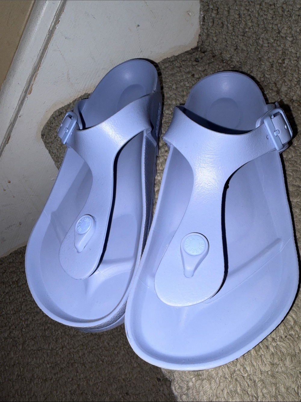 Birkenstock Gizeh Pale Blue Thong Sandals with Buckle
